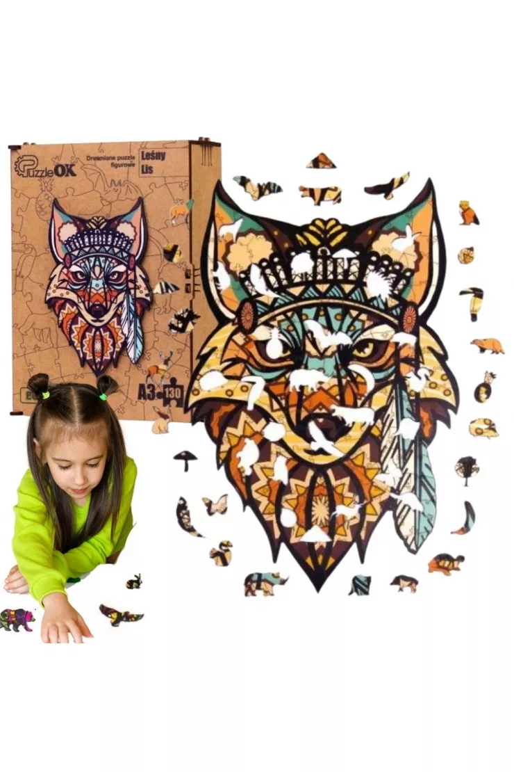 Puzzle drewniane eko 130 el. Leśny lis A3
