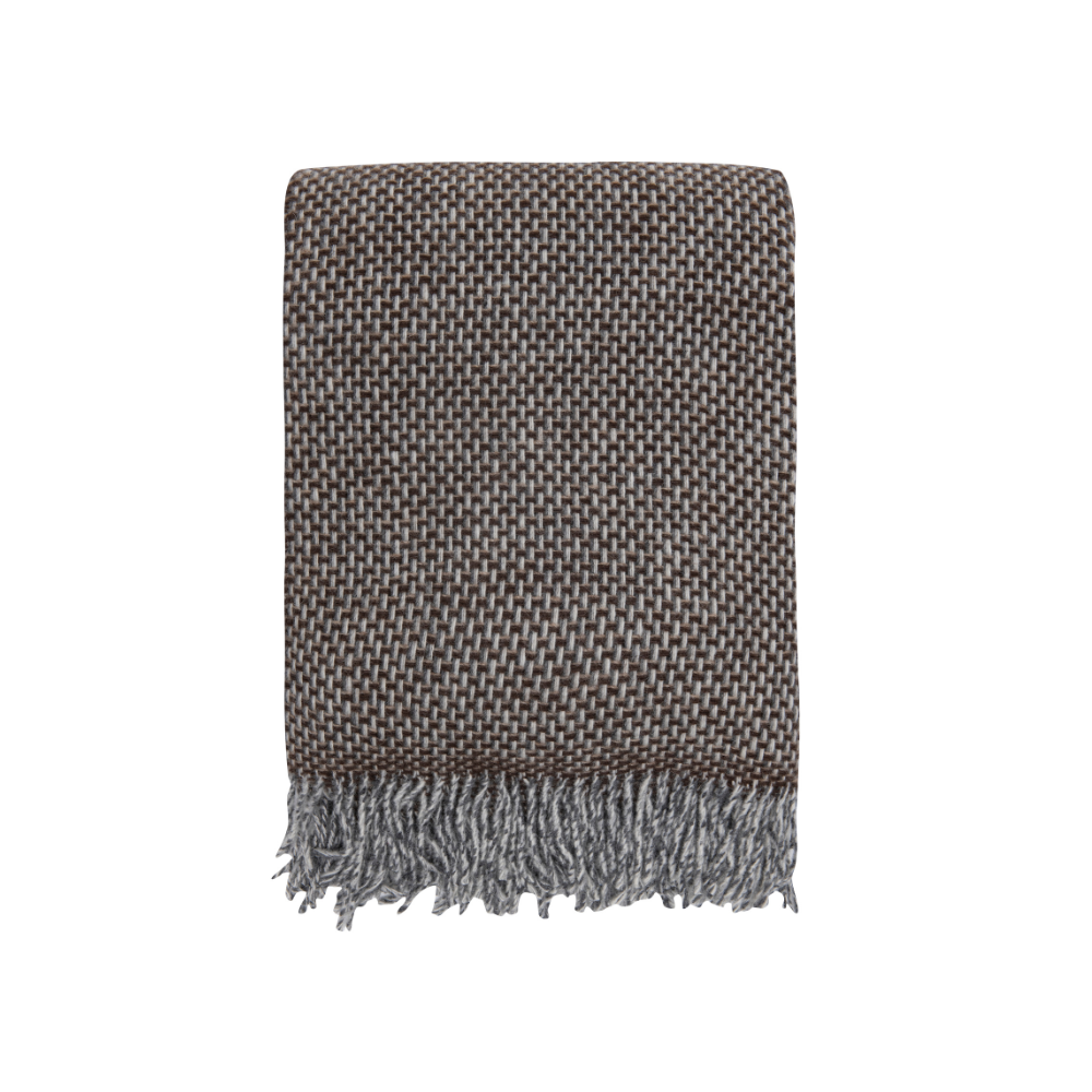 Pled Hekla Høie of Scandinavia 125x170cm Naturbrun 100% czysta wełna, Certyfikat Woolmark