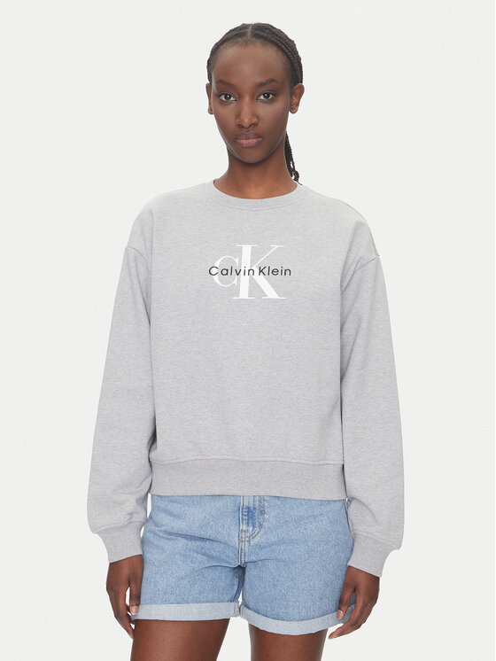 Calvin Klein Jeans Bluza Monologo LV047B234G Szary Relaxed Fit