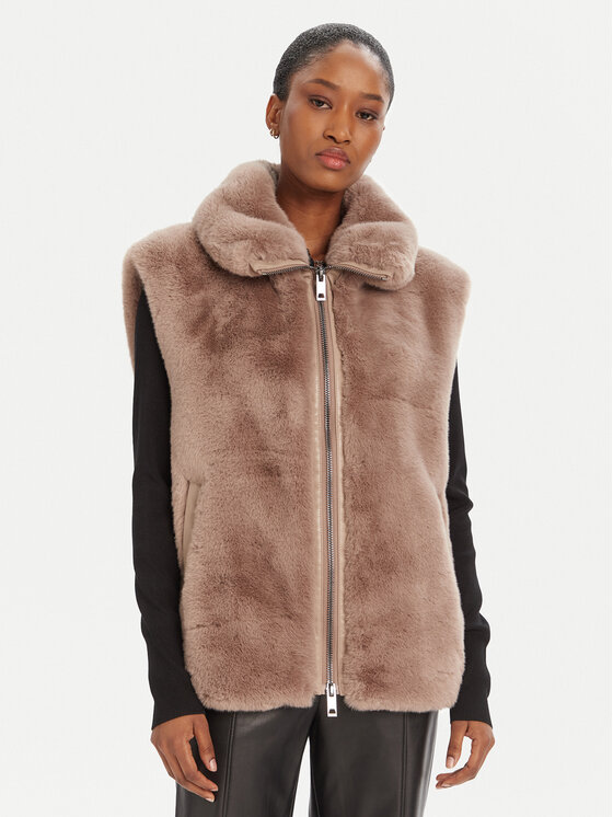 PINKO Bezrękawnik Deyn Gilet 105107 A2WN D01 Beżowy Regular Fit