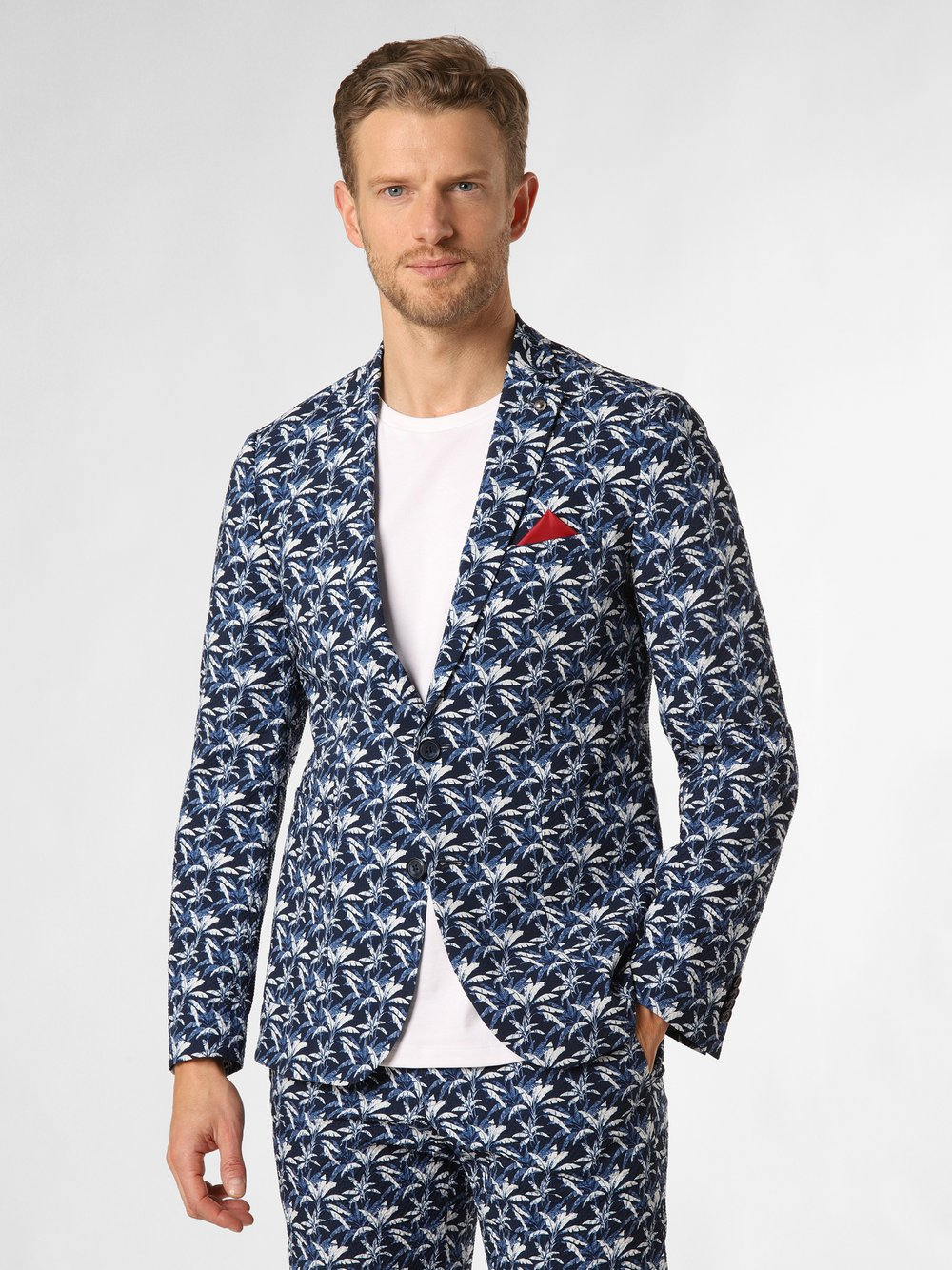 Finshley & Harding London Męska kurtka modułowa Mężczyźni Slim Fit niebieski|biały, 46