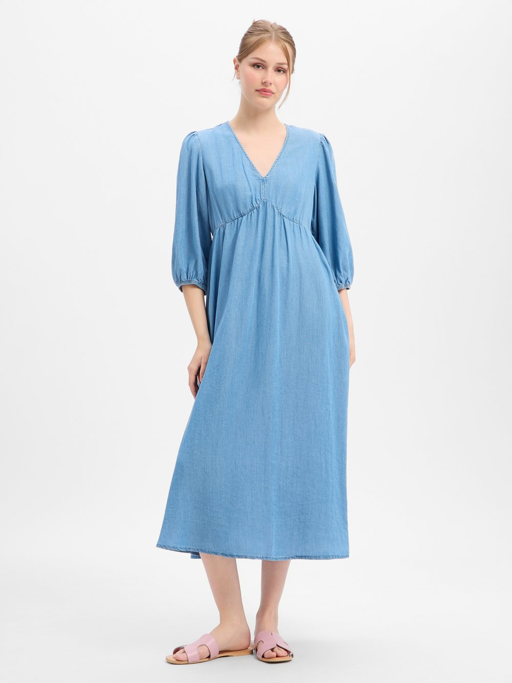 Marie Lund Damska sukienka maxi Kobiety Lyocell niebieski, 44