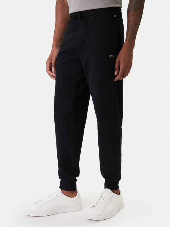 BOSS Spodnie dresowe Waffle 50535878 Czarny Regular Fit