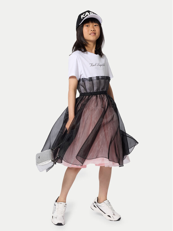 Karl Lagerfeld Kids Sukienka codzienna Z31140 D Różowy Regular Fit
