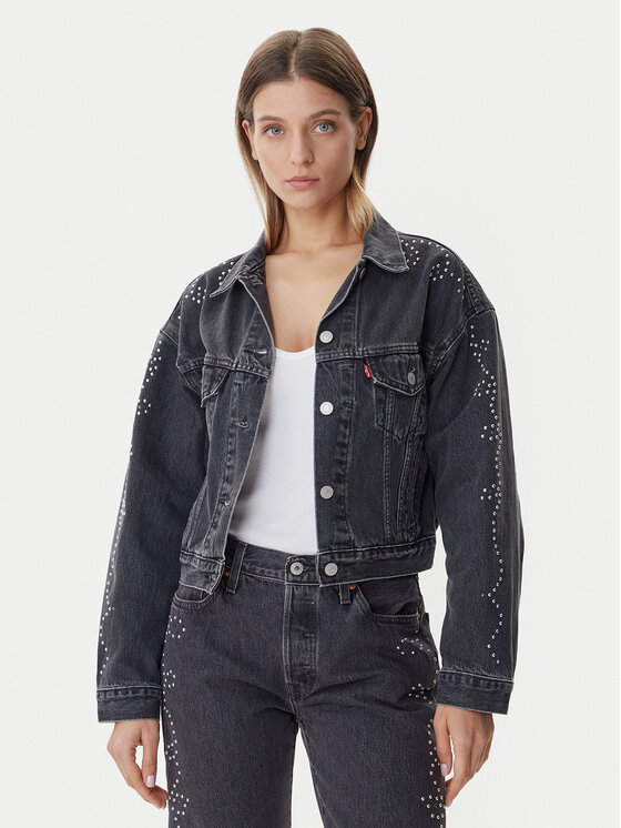Levi's® Kurtka jeansowa 90s Trucker A9456-0003 Czarny Relaxed Fit