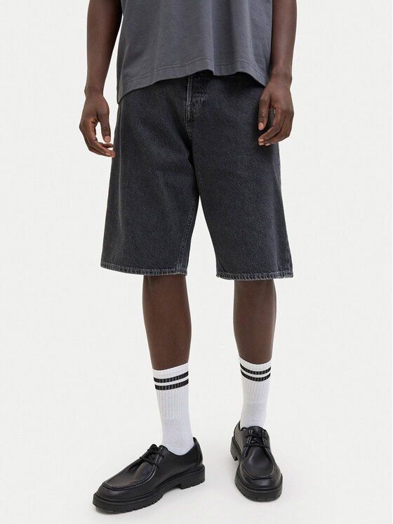 Jack & Jones Szorty jeansowe Iron 12278463 Czarny Baggy Fit