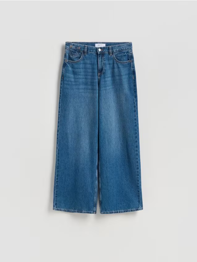 Reserved - Jeansy wide leg - niebieski