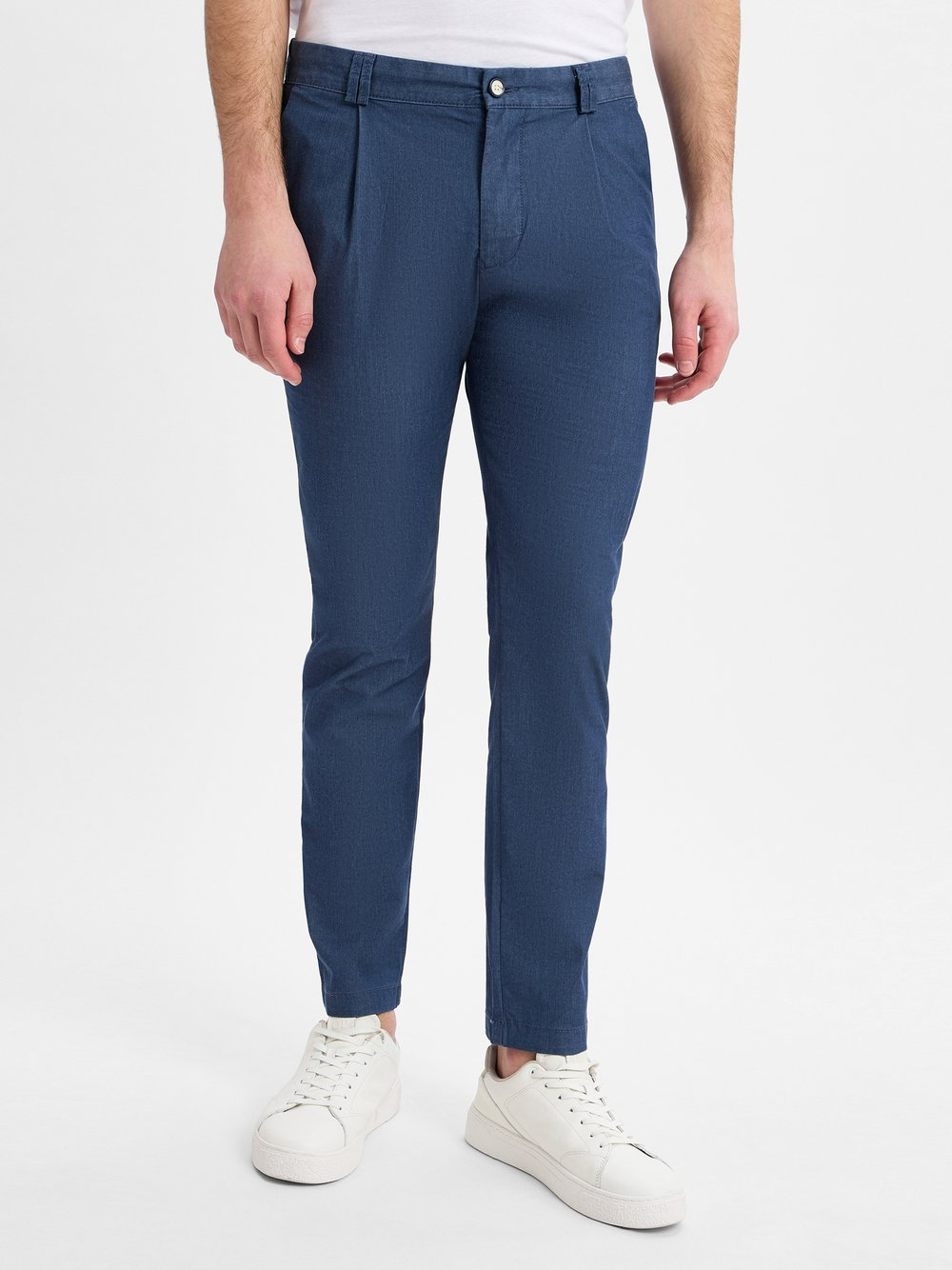 Finshley & Harding Męskie spodnie plisowane - Todd Tapered Slim Fit Mężczyźni niebieski, 33-34