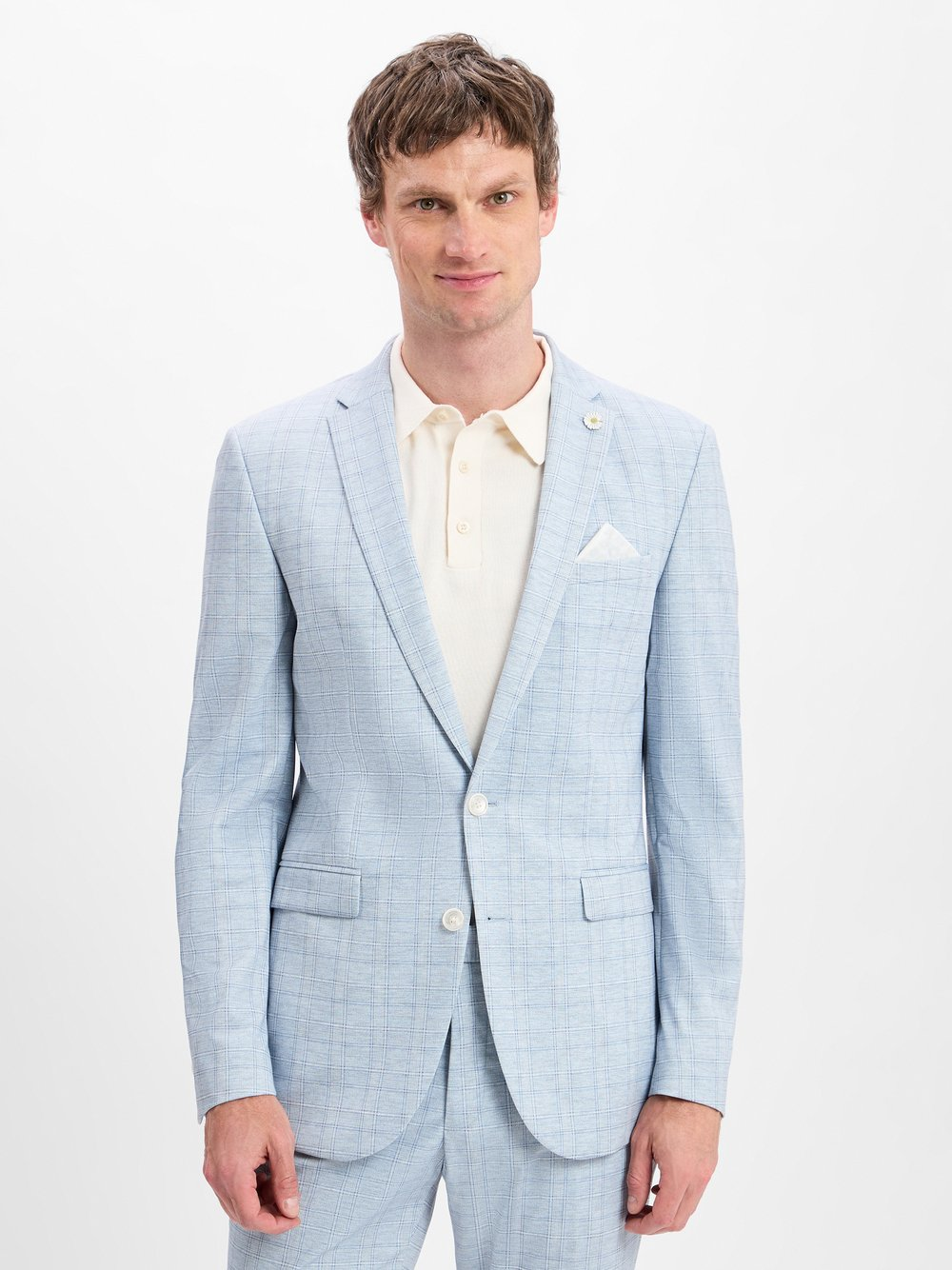 Finshley & Harding London Męska marynarka garniturowa - Brixdon Mężczyźni Slim Fit niebieski, 98