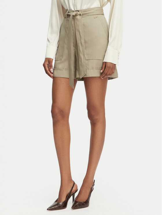 Guess Szorty materiałowe W5GD1R WG4C2 Khaki Regular Fit