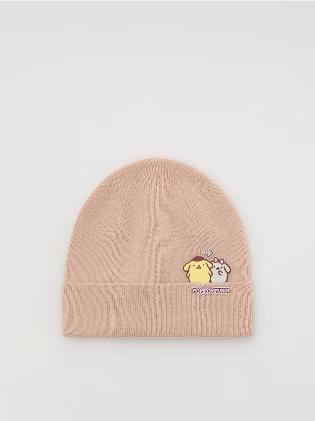 Reserved - Prążkowana czapka Pompompurin - beżowy