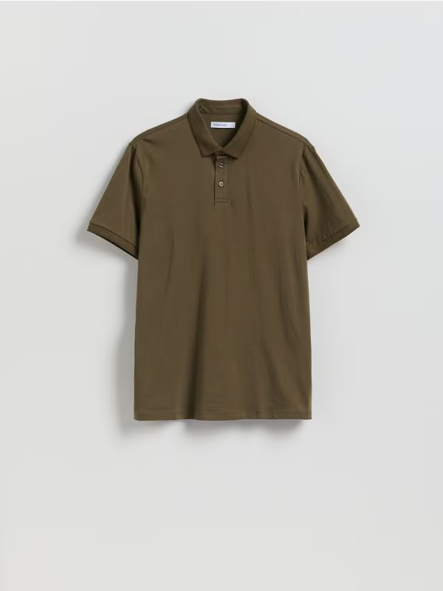 Reserved - Bawełniane polo regular fit - zielony