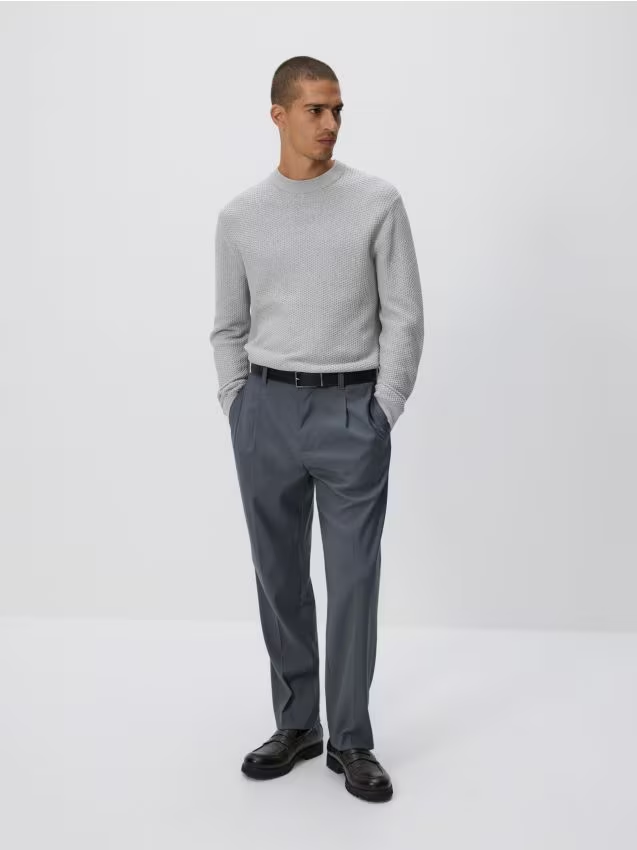 Reserved - Strukturalny sweter - jasnoszary