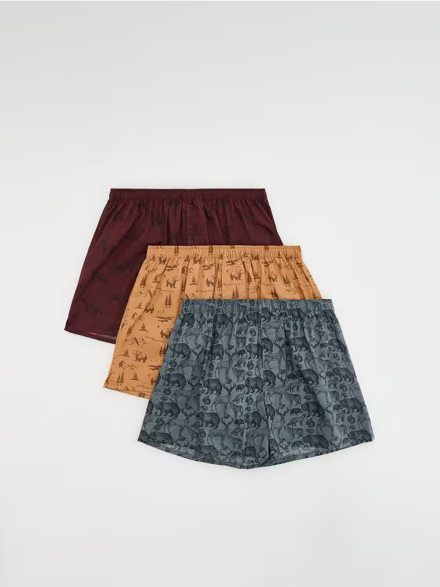 Reserved - 3 pack bokserek Loose - bordowy