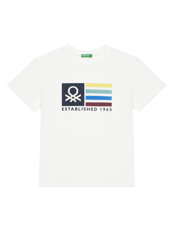 United Colors Of Benetton T-Shirt 3I1XC10Q4 Biały Regular Fit
