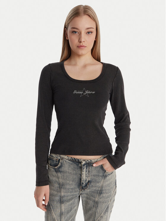 Guess Jeans Bluzka W6RP24 KA0H1 Szary Slim Fit