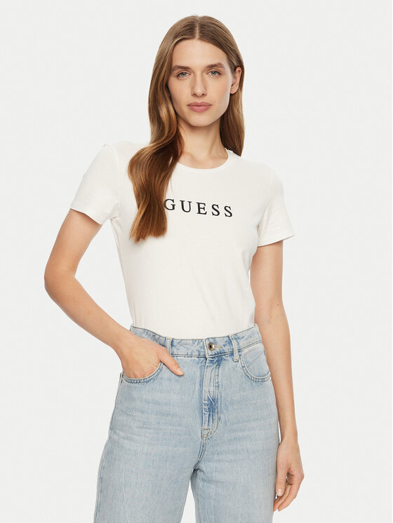 Guess T-Shirt O5RI01 KBBU1 Biały Slim Fit