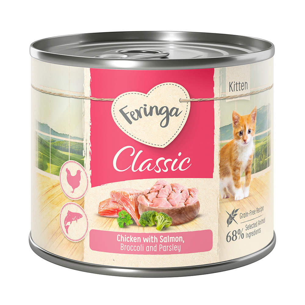 Korzystny pakiet Feringa Classic Meat Menu Kitten, 12 x 200 g - Łosoś i kurczak
