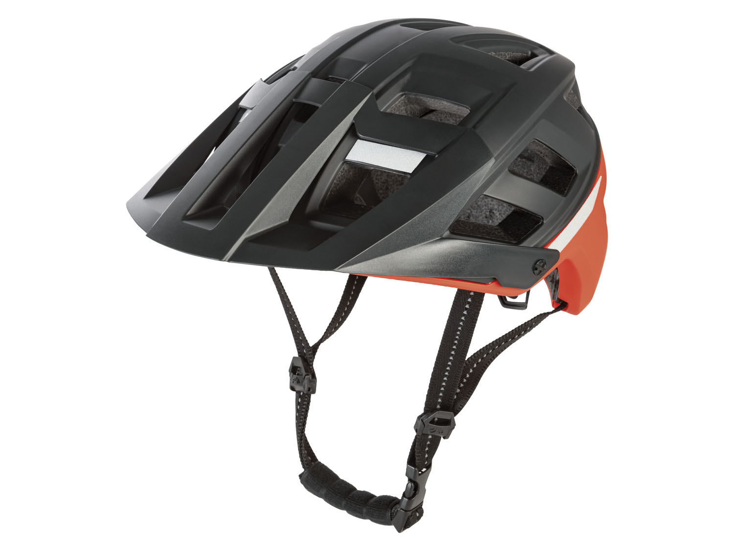 CRIVIT Kask rowerowy MTB z systemem wentylacji (Czarny/ pomarańczowy, S/M)
