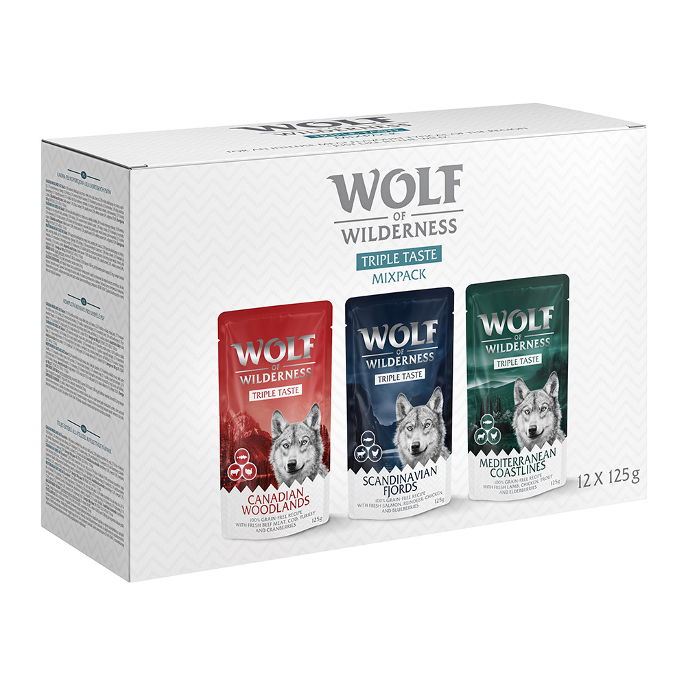 Wolf of Wilderness "Triple Taste" ,12 x 125 g - Pakiet mieszany