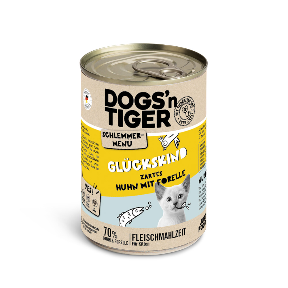 Korzystny pakiet Dogs'n Tiger smakowite menu 12 x 400 g - Kurczak z pstrągiem I Kitten