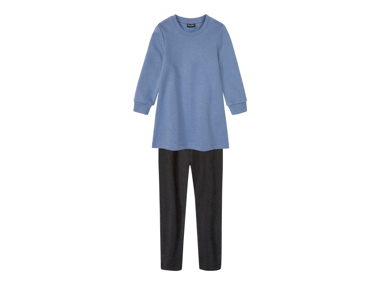 lupilu® Komplet dziewczęcy z bawełną (sukienka + legginsy) (Niebieski/ czarny, 110/116)