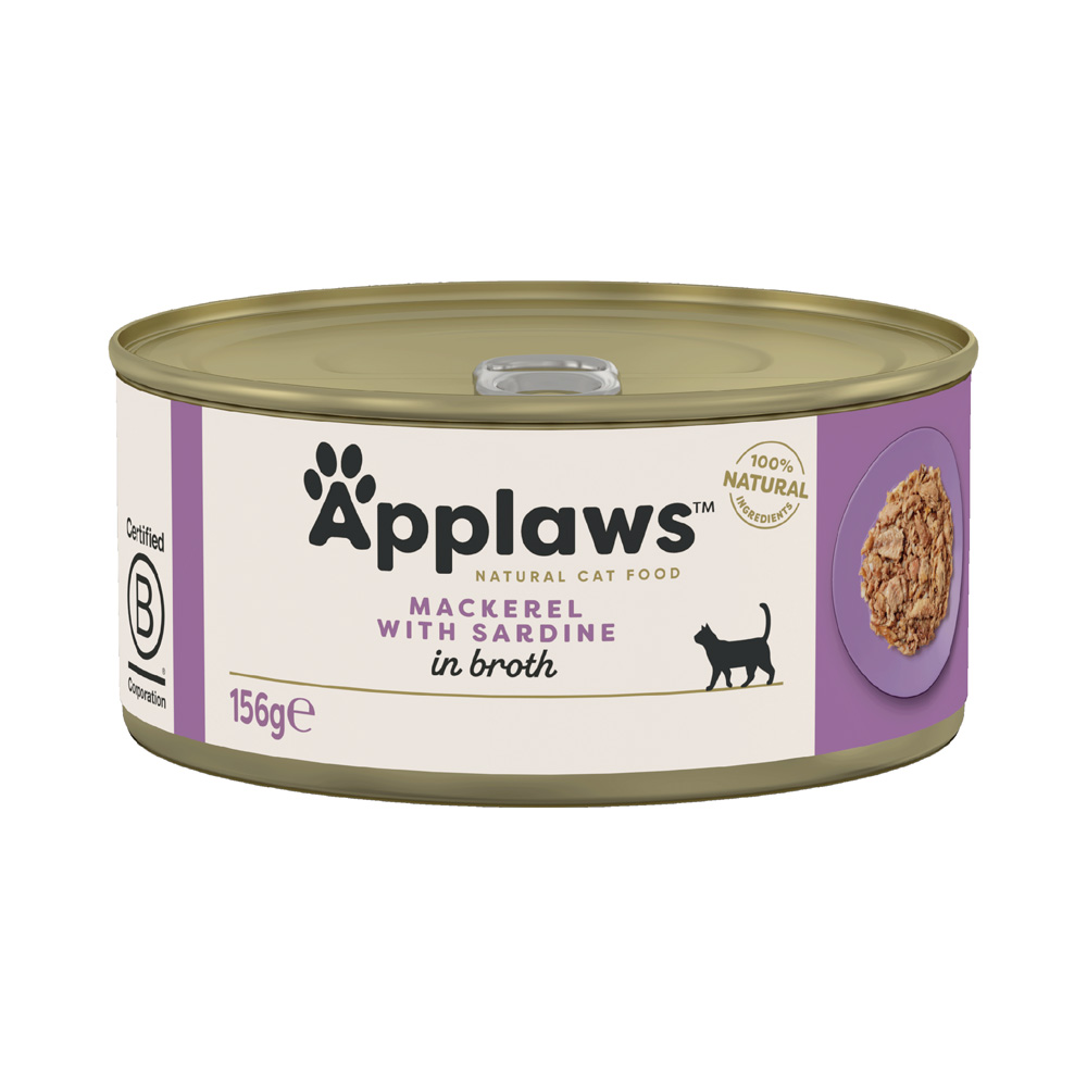 Megapakiet Applaws w bulionie, 24 x 156 g - Makrela z sardynkami