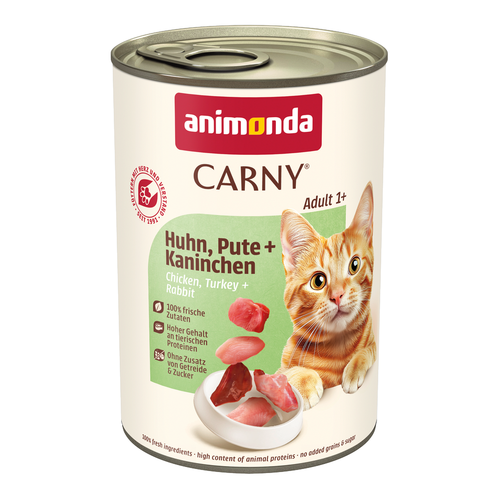 animonda Carny Adult, 6 x 400 g - Kurczak i indyk z królikiem