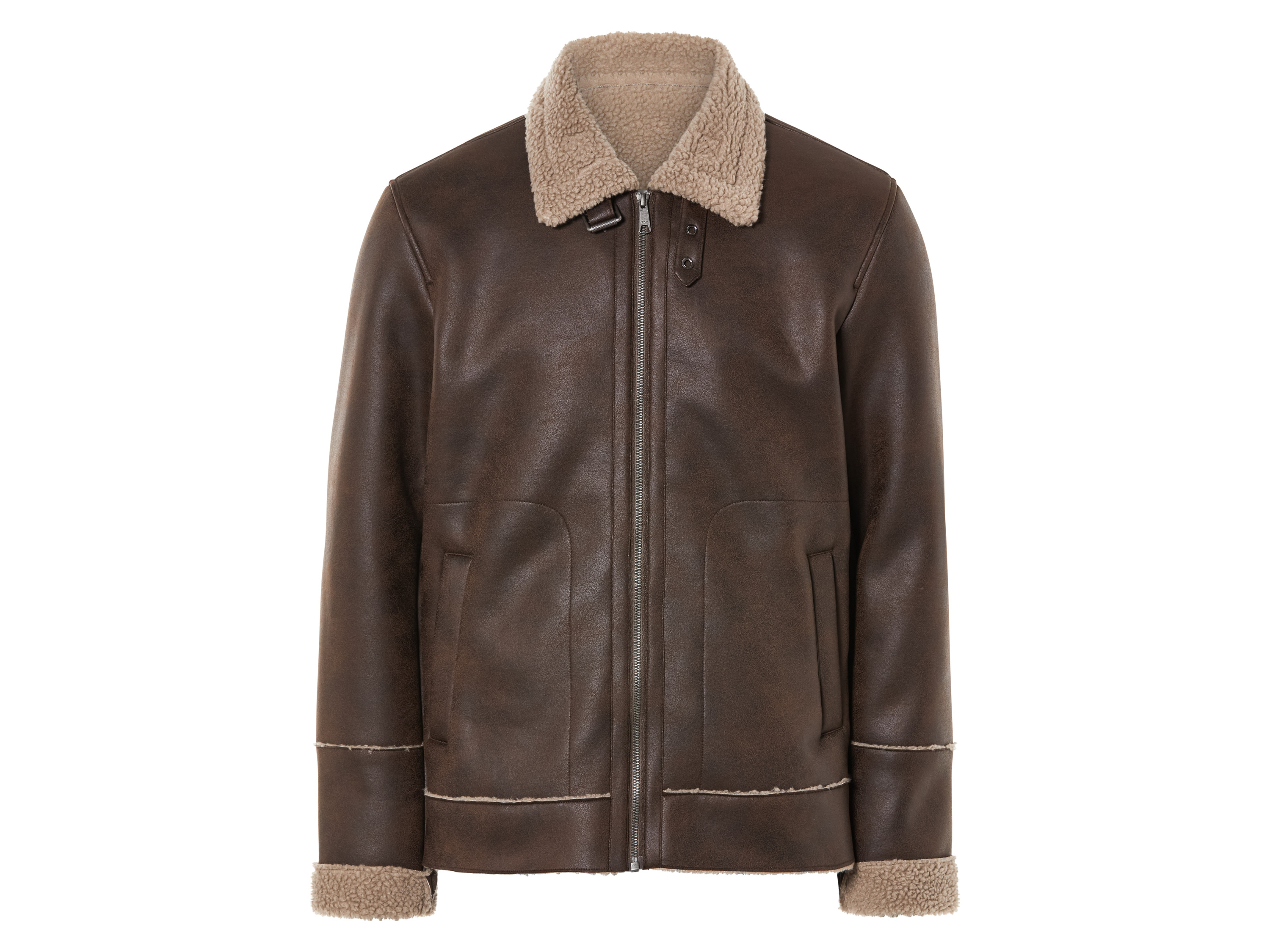 LIVERGY® Kurtka męska w stylu ramoneski, z kożuchem (L(52/54), Brązowy) miniaturka