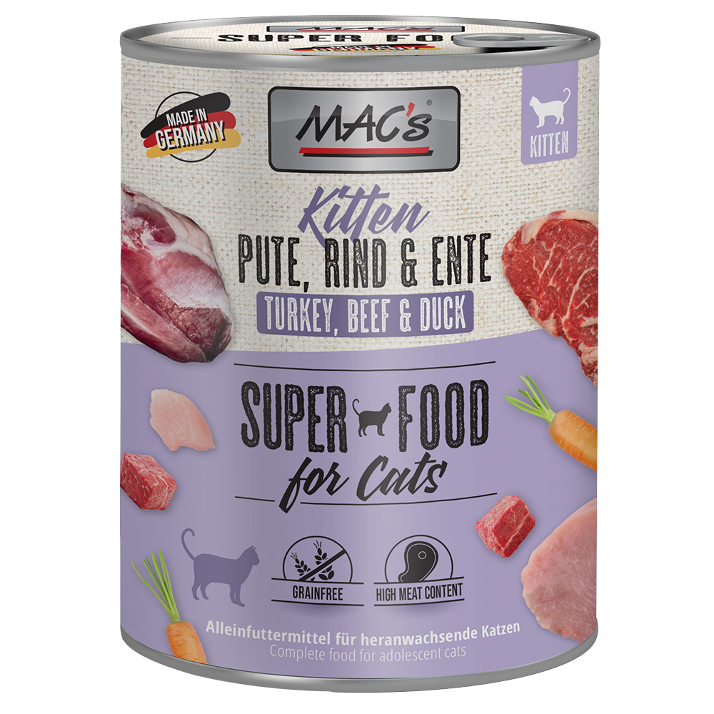 MAC´s Cat karma  dla kota, 6 x 800 g - Kitten (indyk, wołowina, kaczka)
