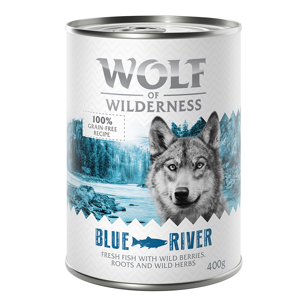 Korzystny pakiet Wolf of Wilderness Monoprotein Adult, 24 x 400 g - Blue River, ryba