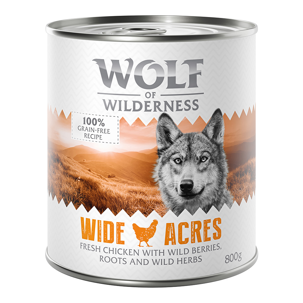 Korzystny pakiet Wolf of Wilderness Monoprotein Adult, 12 x 800 g - Wide Acres, kurczak