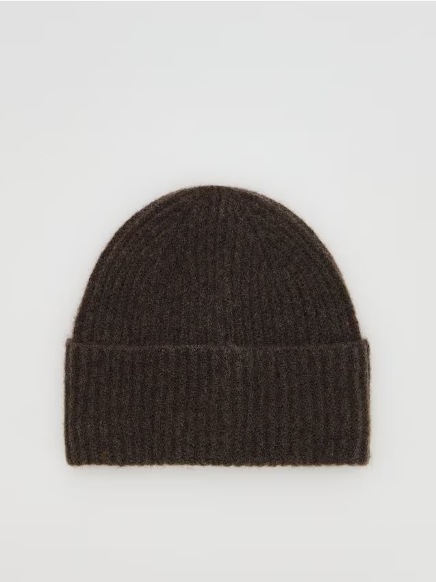 Reserved - Czapka beanie z domieszką wełny - brązowy