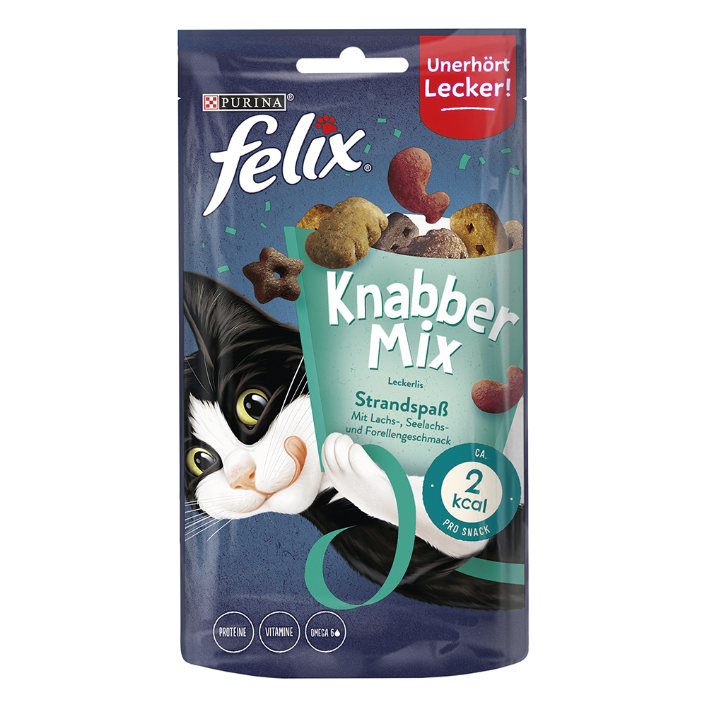 3 + 1 gratis! Felix, przysmaki dla kota, różne rodzaje - KnabberMix, Strand, 4 x 60 g