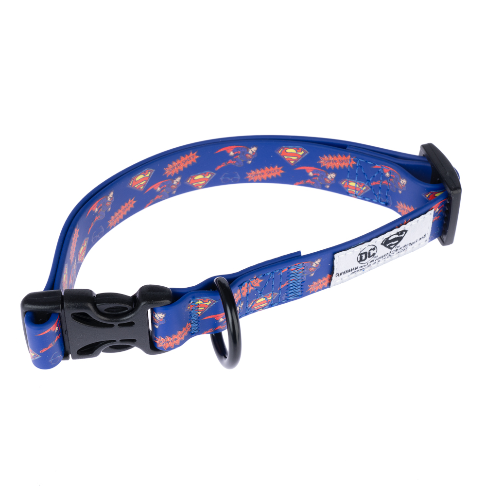 DC Superman obroża dla psa, niebieska - Rozmiar S: obw. szyi 25 - 36 cm, szer. 20 mm