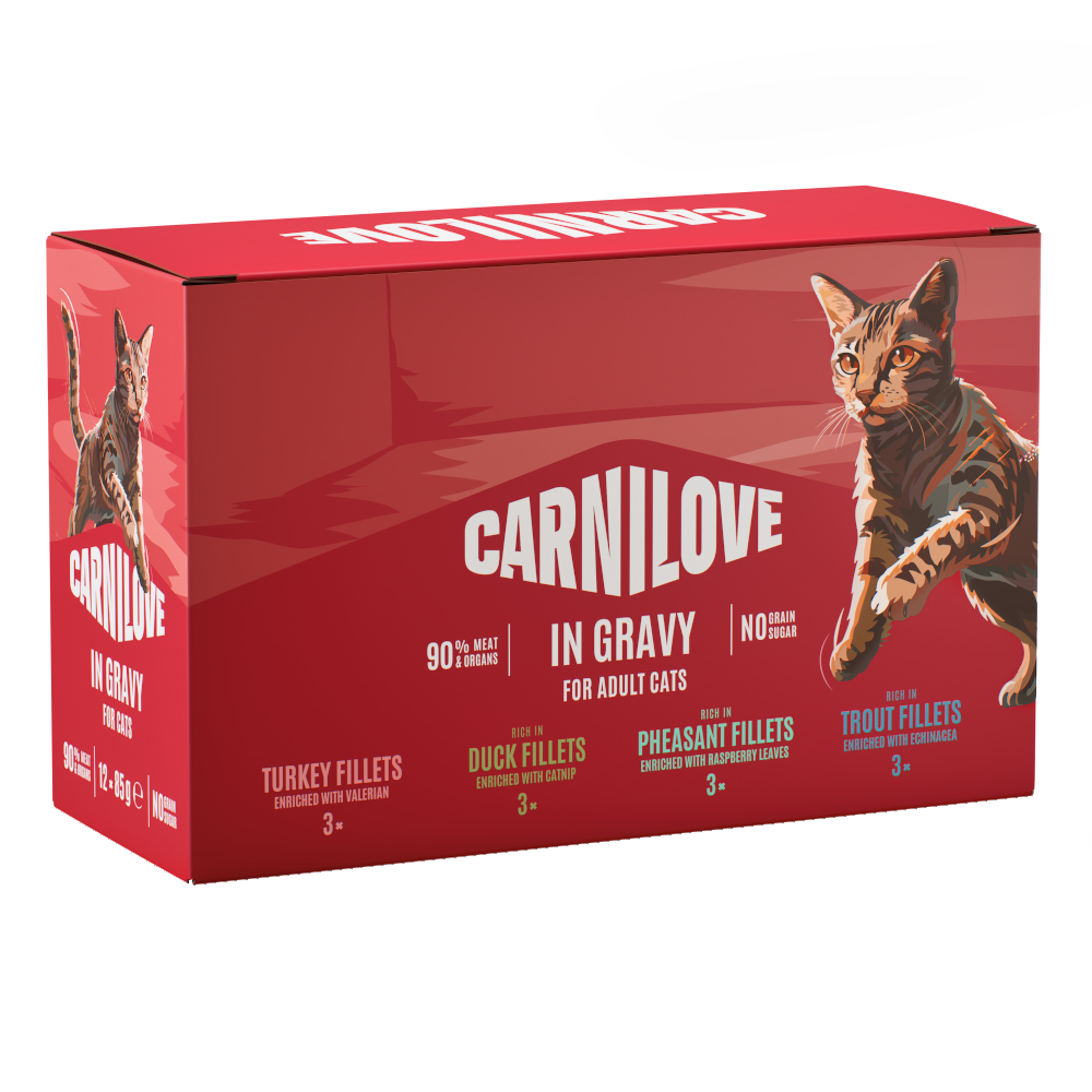 Carnilove Cat w saszetkach, 12 x 85 g - Pakiet mieszany w sosie (4 smaki)