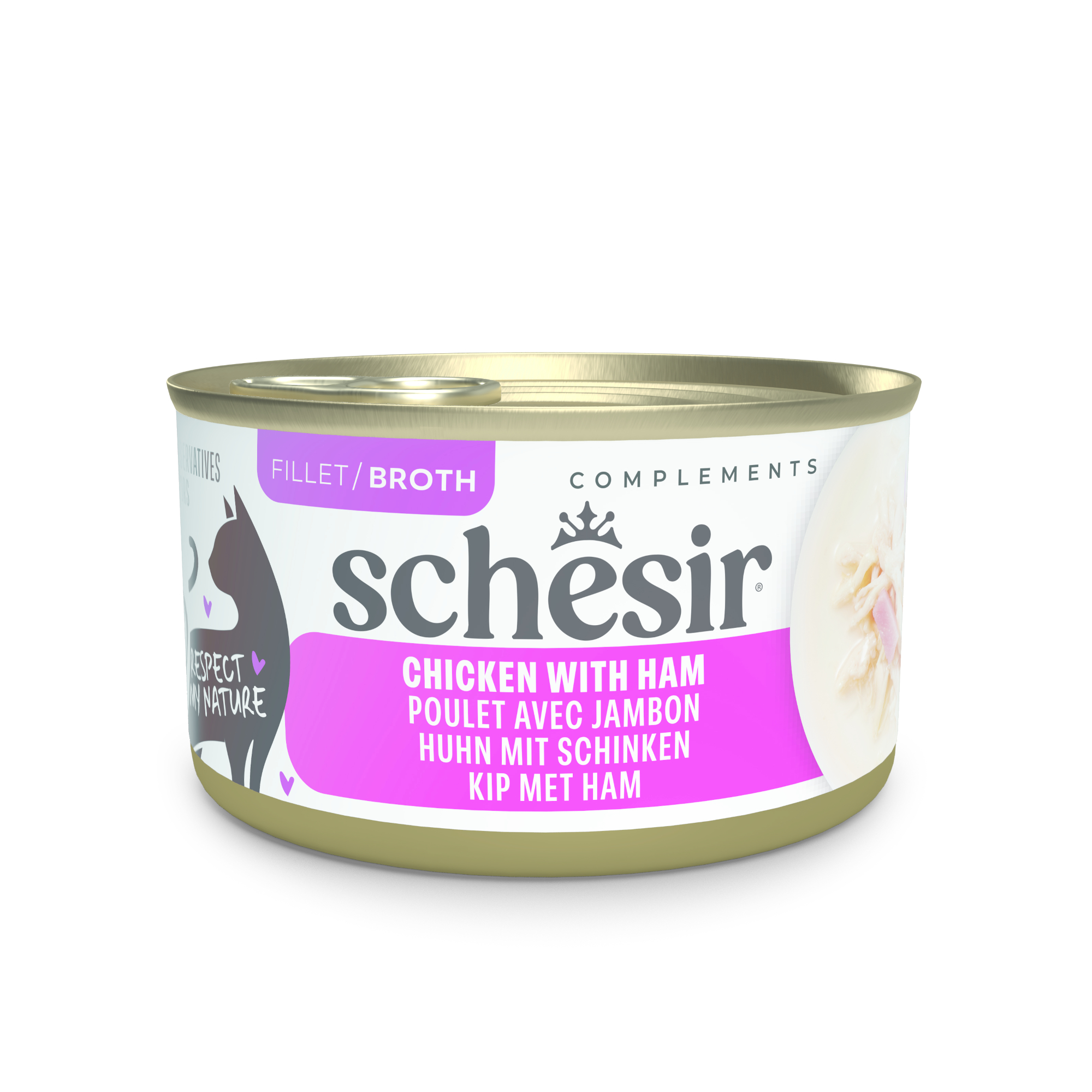 Korzystny pakiet Schesir Complements w bulionie, 24 x 70 g - Kurczak z szynką
