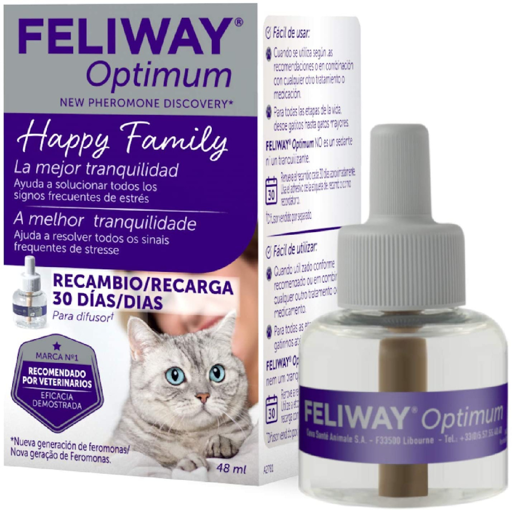 Feliway® Optimum dyfuzor antystresowy dla kota - Wkład uzupełniający na 30 dni do dyfuzora z feromonami, 48 ml