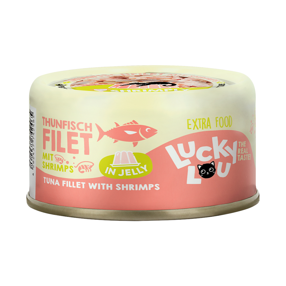 Lucky Lou Extra Food w galarecie, 12 x 70 g - Filet z tuńczyka z krewetkami