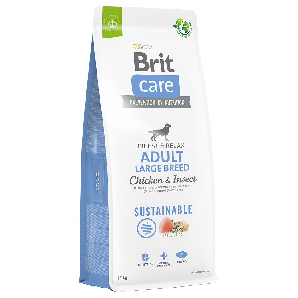 Dwupak Brit Care Sustainable - Adult Large Breed, kurczak i insekty, 2 x 12 kg