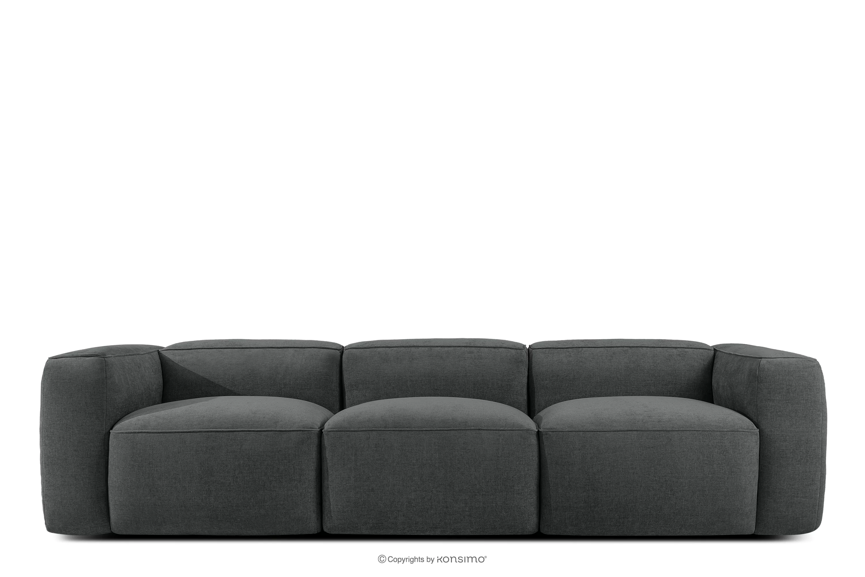 Miękka sofa trzyosobowa w tkaninie plecionej antracytowy FUBBO