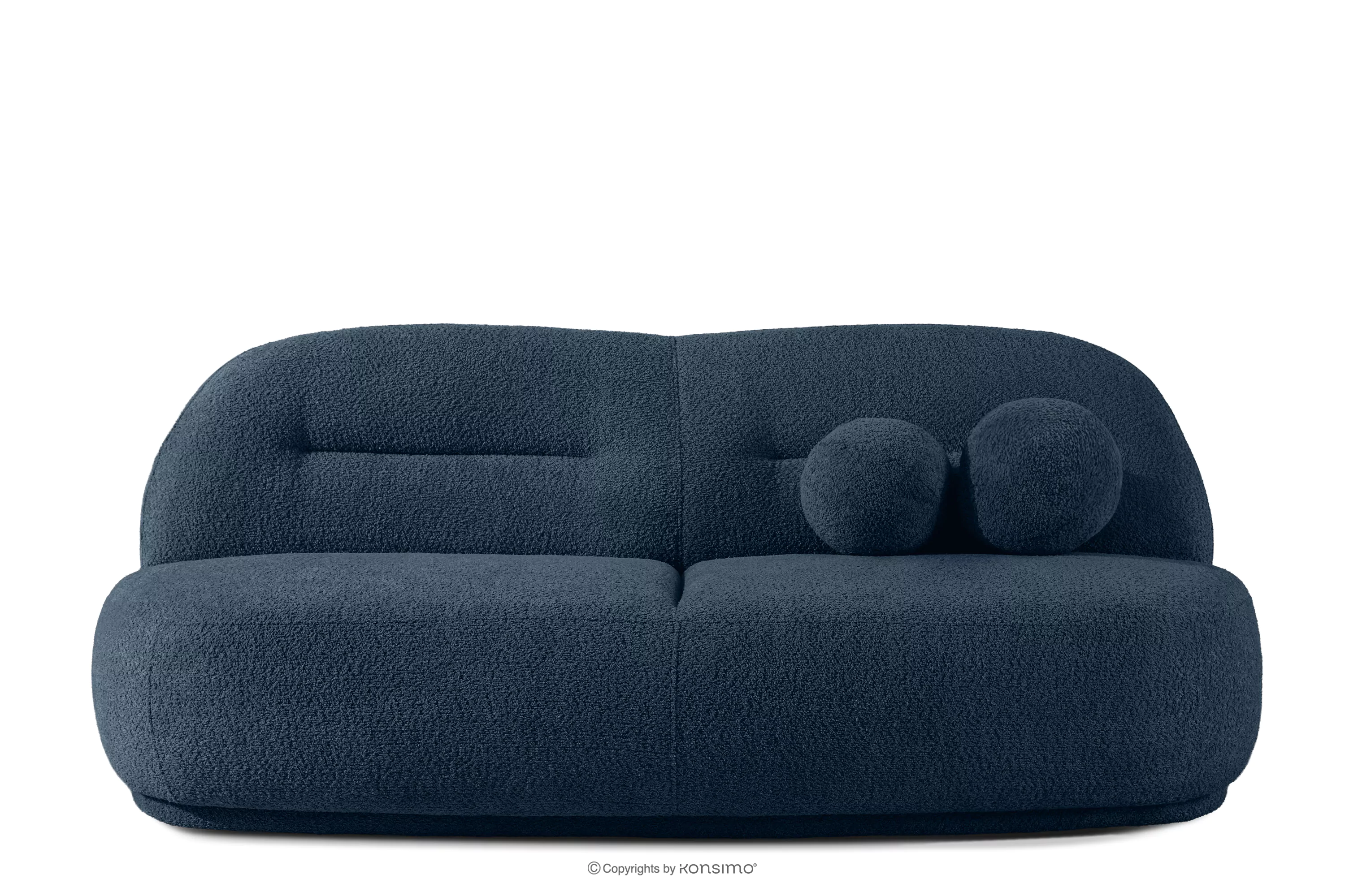 Sofa trzyosobowa boucle w stylu japandi ciemny granatowy MALVE