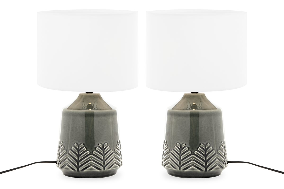 Lampa stołowa ozdobna szaro-biała 2szt. HYSSO