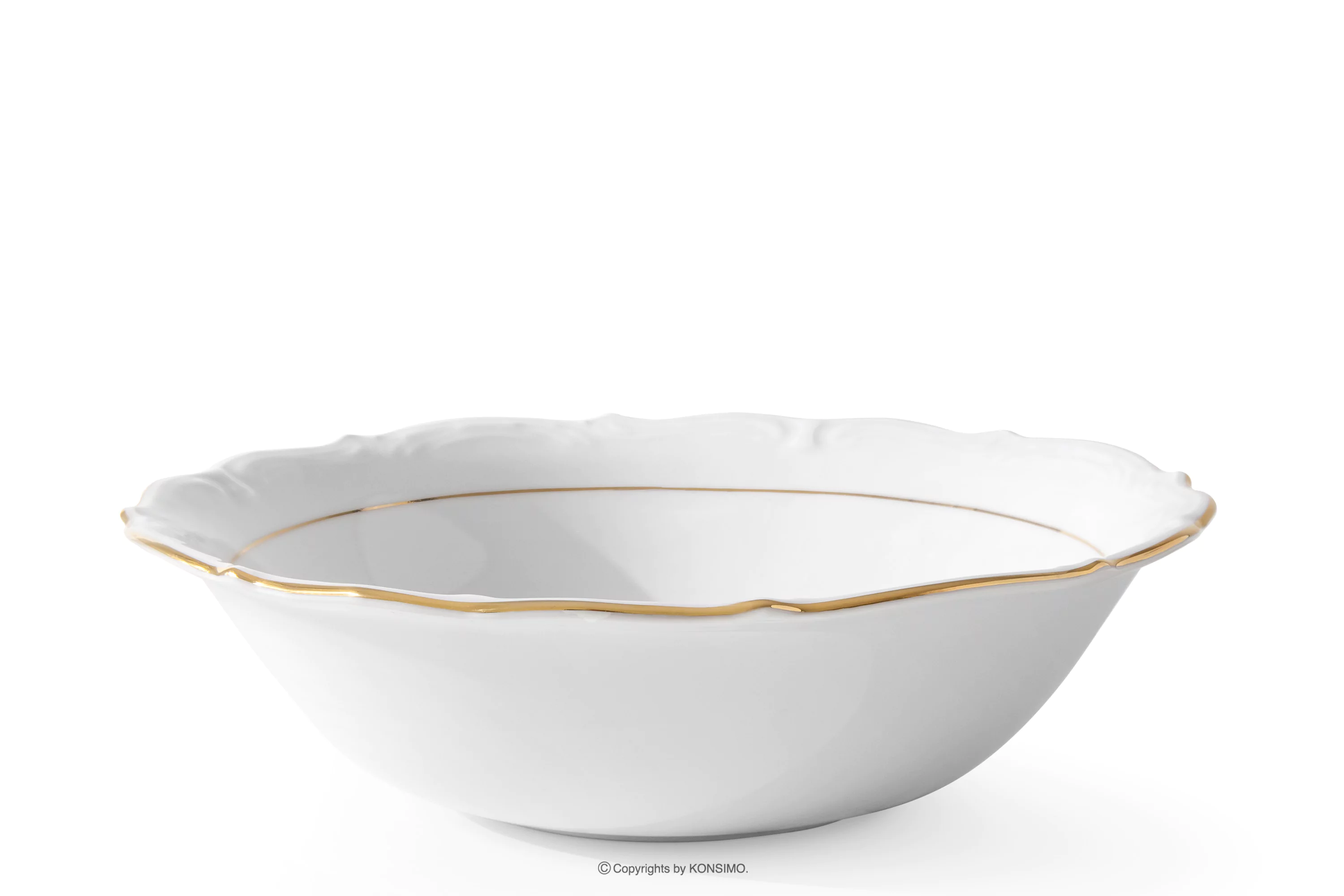 Salaterka klasyczna z porcelany biały/złota linia MARIA TERESA ZŁOTA LINIA
