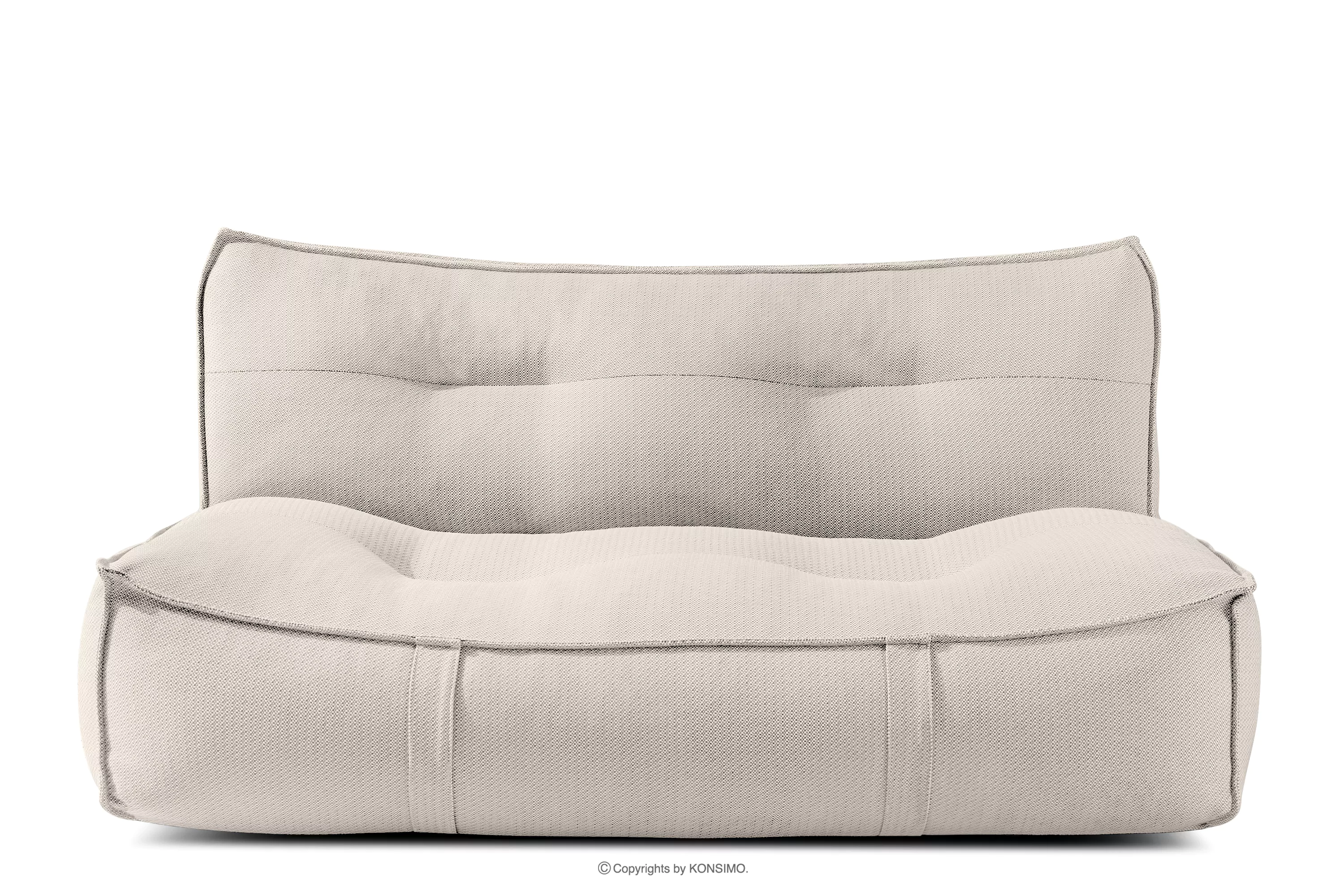 Miękka sofa ogrodowa w tkaninie plecionej outdoorowej ciemny beżowy/biały LOVIA