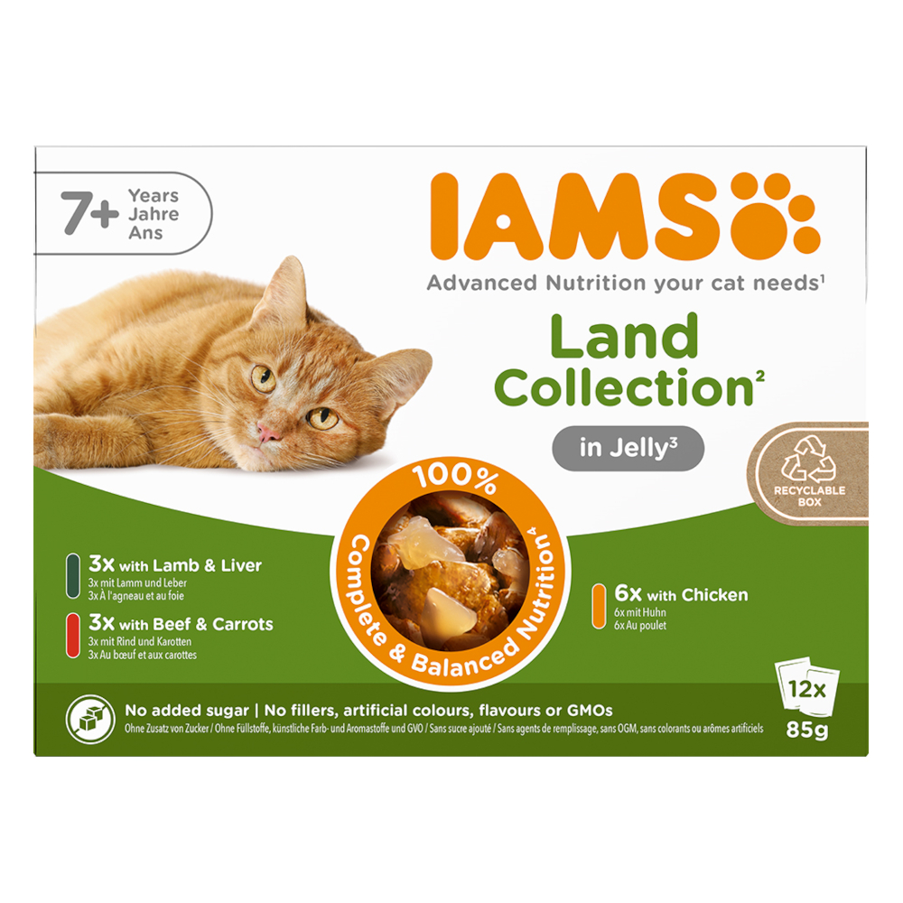 IAMS Advanced Nutrition Senior 7+ Land Collection w galarecie - 24 x 85 g (3 smaki)