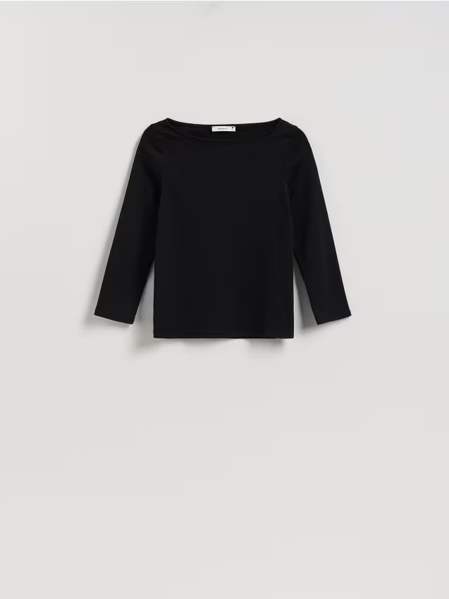 Reserved - Bawełniany longsleeve - czarny
