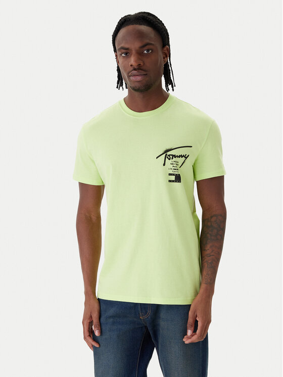 Tommy Jeans T-Shirt City Sign DM0DM22553 Zielony Regular Fit