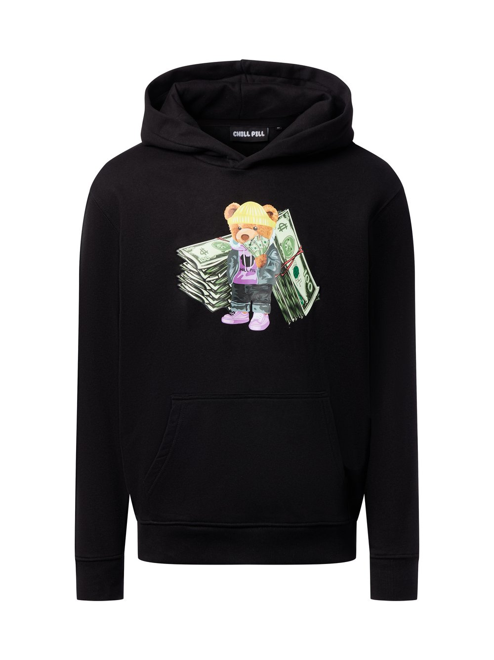 Chill Pill Męska bluza z kapturem - Money Bundle Bear Mężczyźni czarny, L