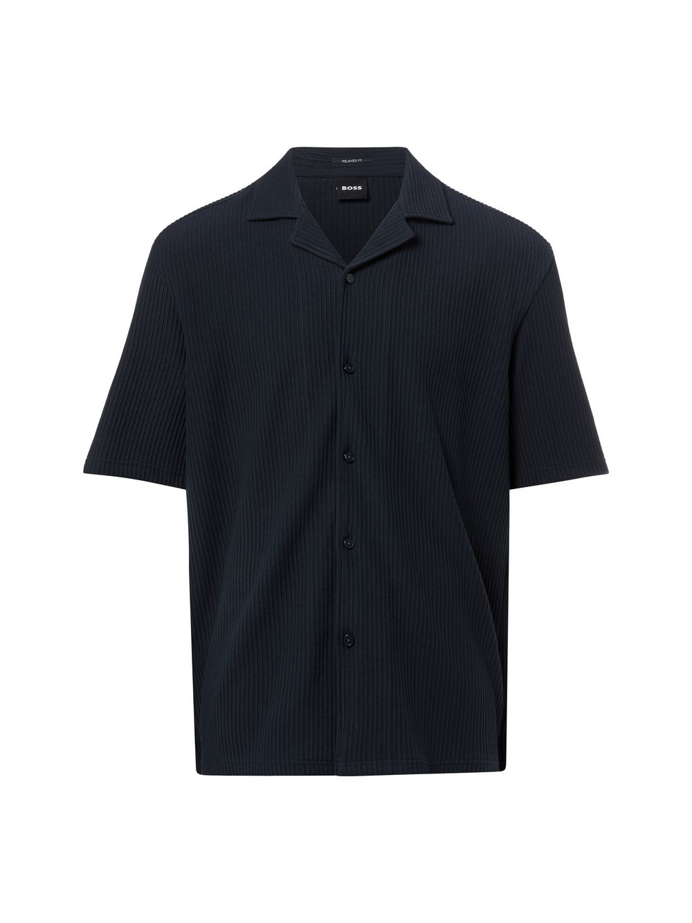 BOSS Męska koszulka z krótkim rękawem - Lars Camp Mężczyźni Comfort Fit Bawełna niebieski, XL